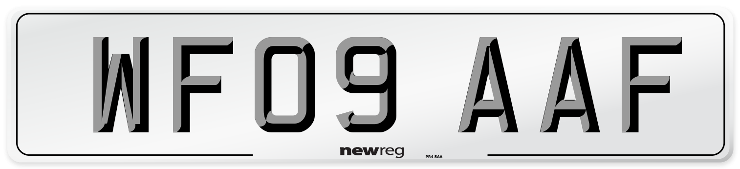 WF09 AAF Number Plate from New Reg